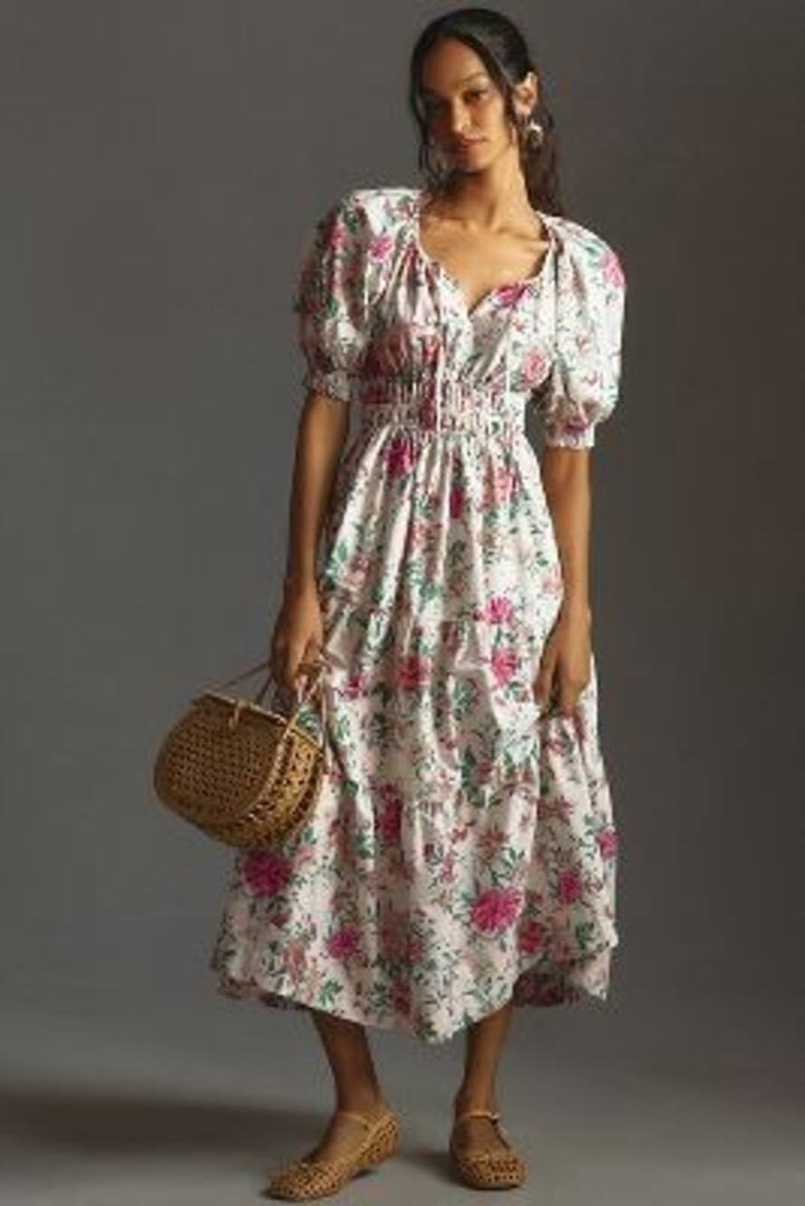 NWT Anthropologie The Somerset Maxi Dress Puff-Sleeve Edition $168 XS Floral